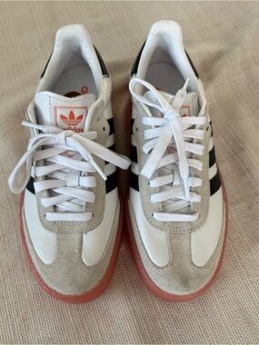 adidas samba White & Black Sneakers with Gum-Tone Outsole
